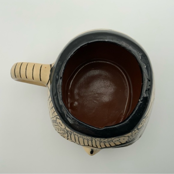 Handmade & Painted Sugar Skull Mug Red Clay Day of the Dead Dia De Los Muertos - Picture 8 of 8